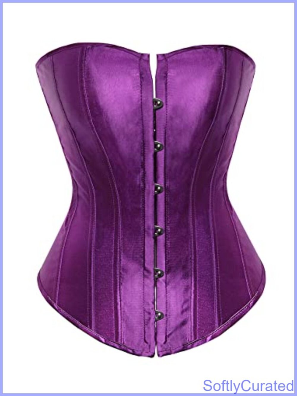 Plus Size Lace Up Boned Overbust Corset Bustier Satin Shapewear Top